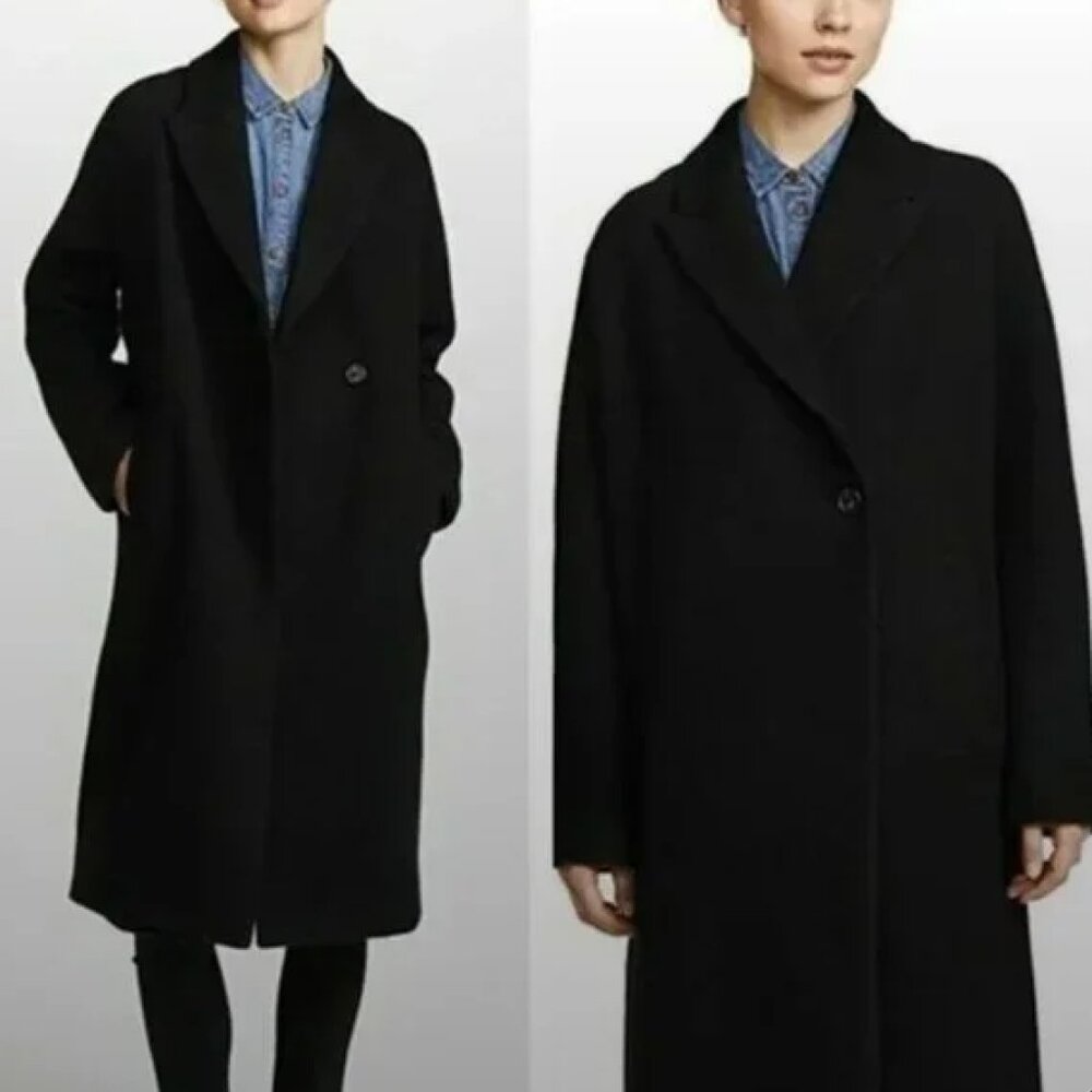 Madewell Atlas Cocoon Oversized Coat in Black